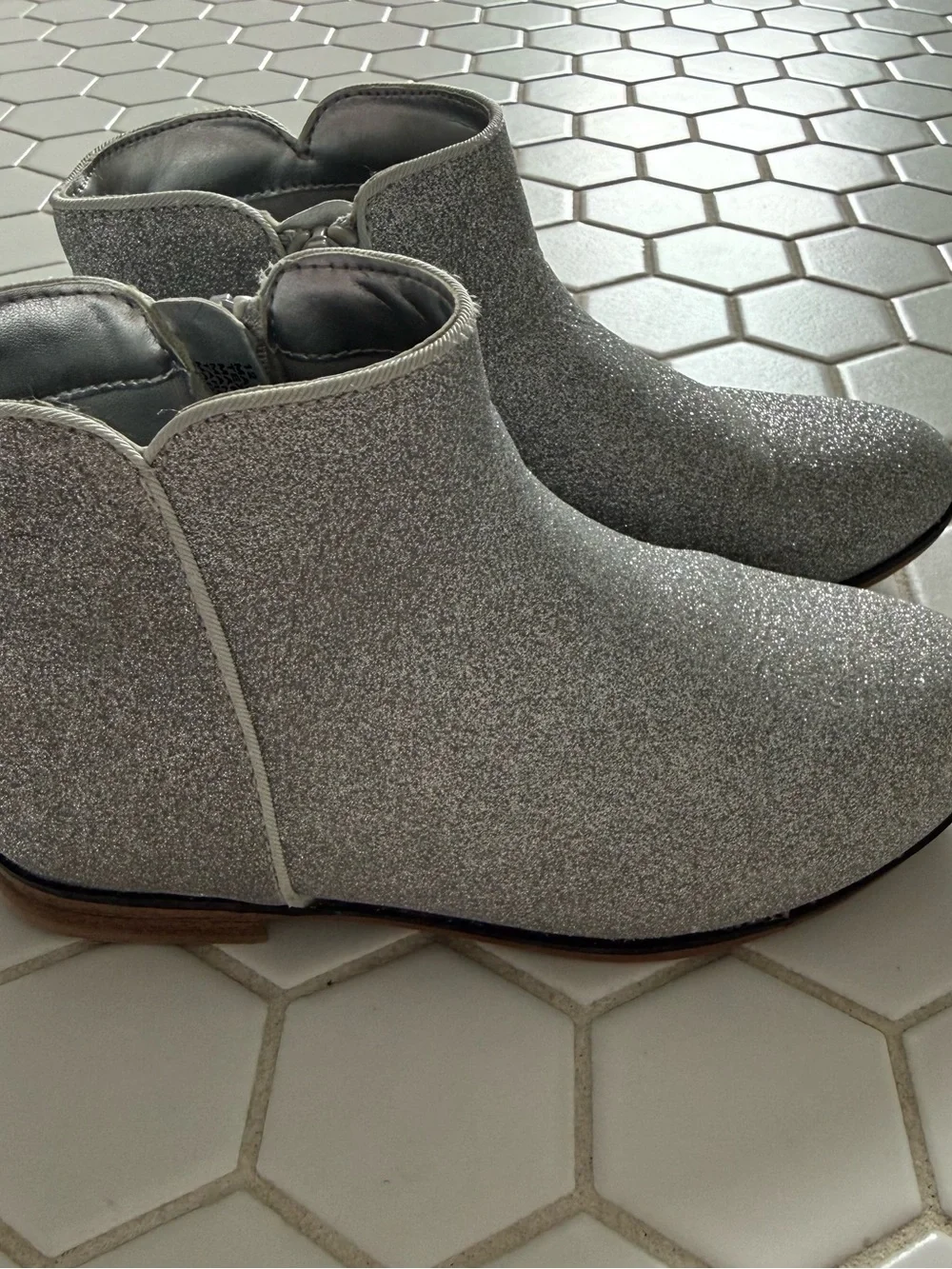 Silver Glitter Ankle Boots